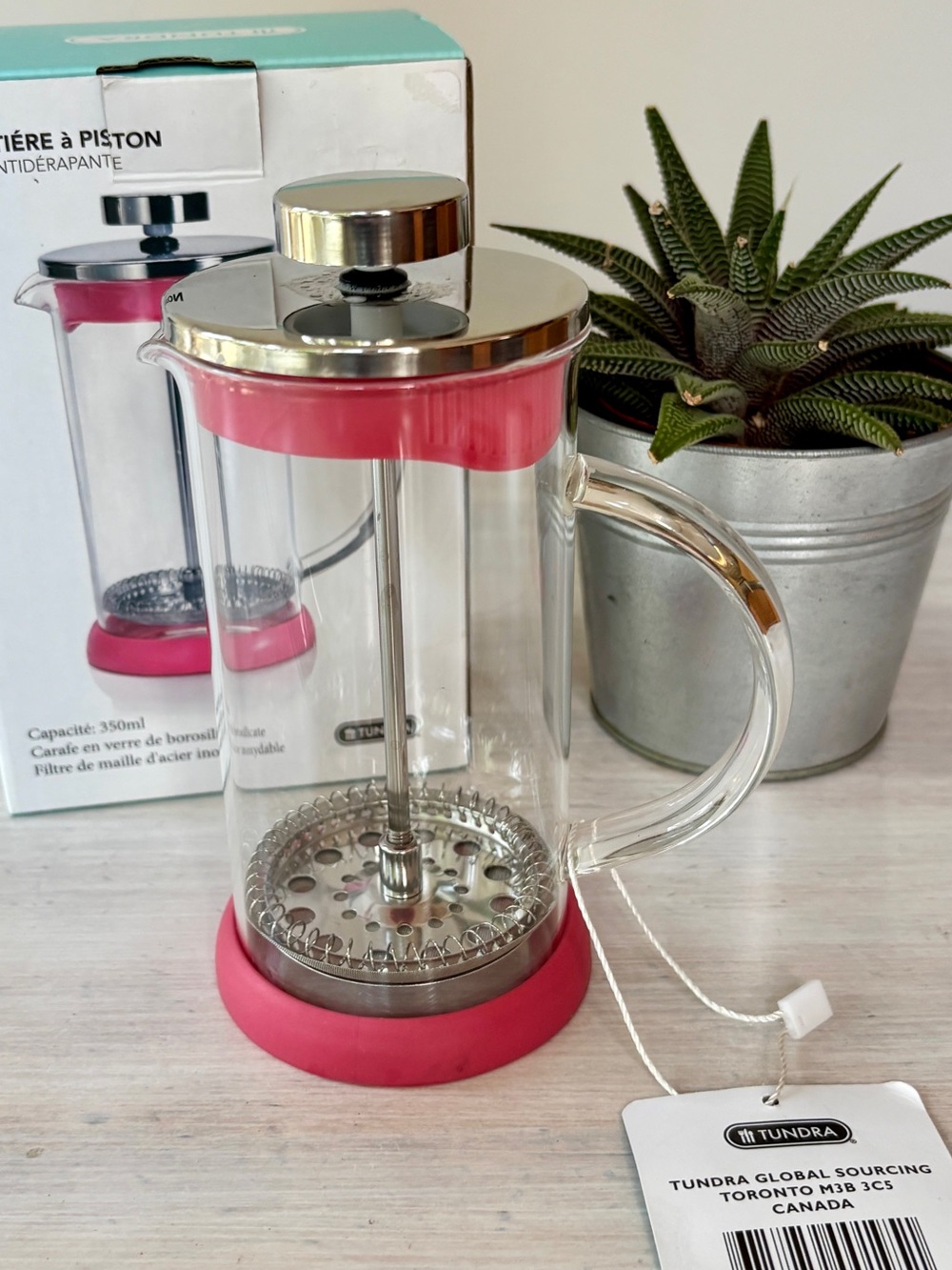 Single Serve Tundra French Press Coffee Maker (350ml). Borosilicate Glass.